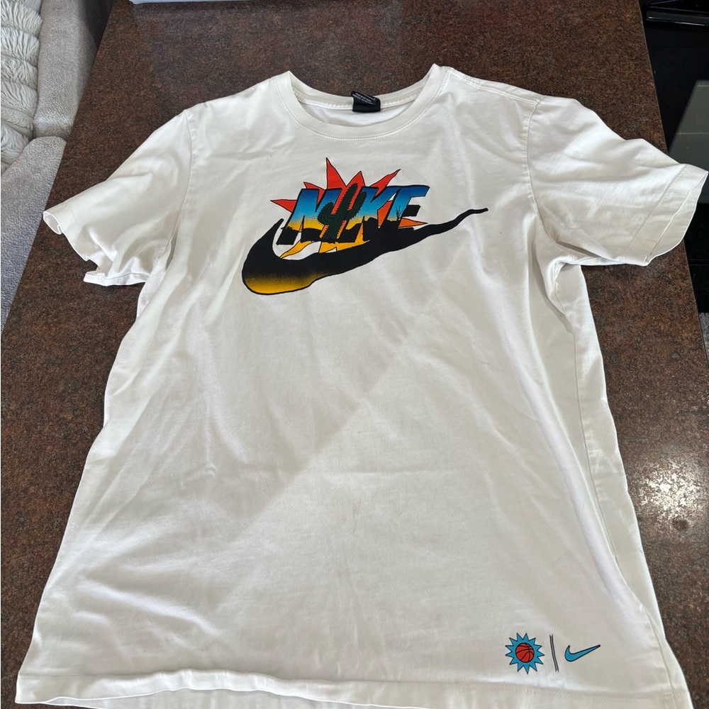 Nike Desert Cactus Graphic T-Shirt Men’s Large White Sunset Logo Southwest Vibe
